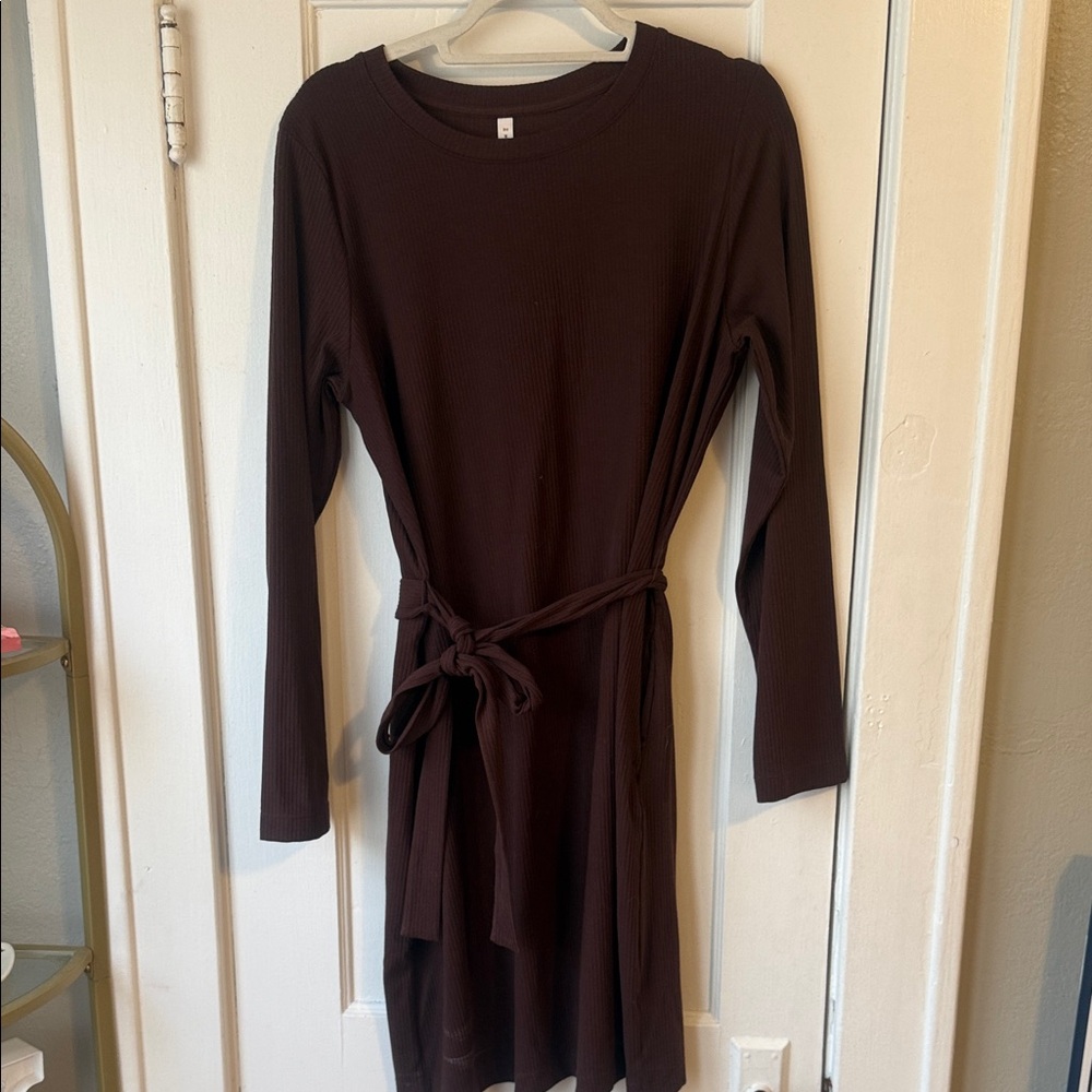 Chic Long Sleeve Brown Dress